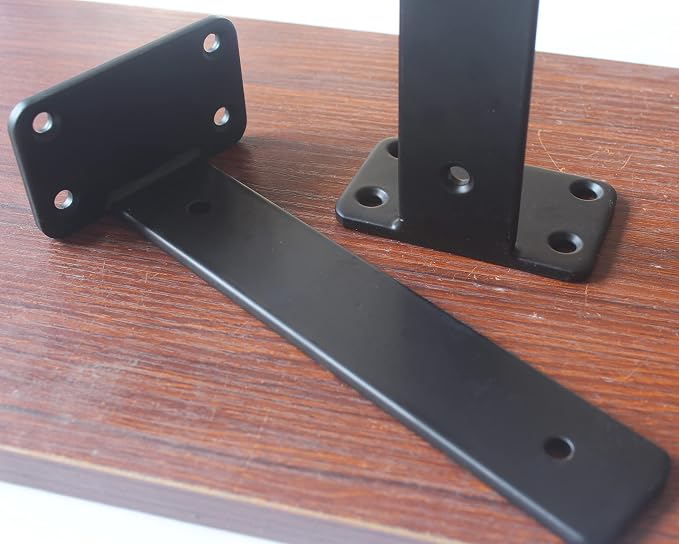8 Pack - 8 inch Black Hidden L Shelf Bracket Iron Floating Shelf Brackets - Image 8