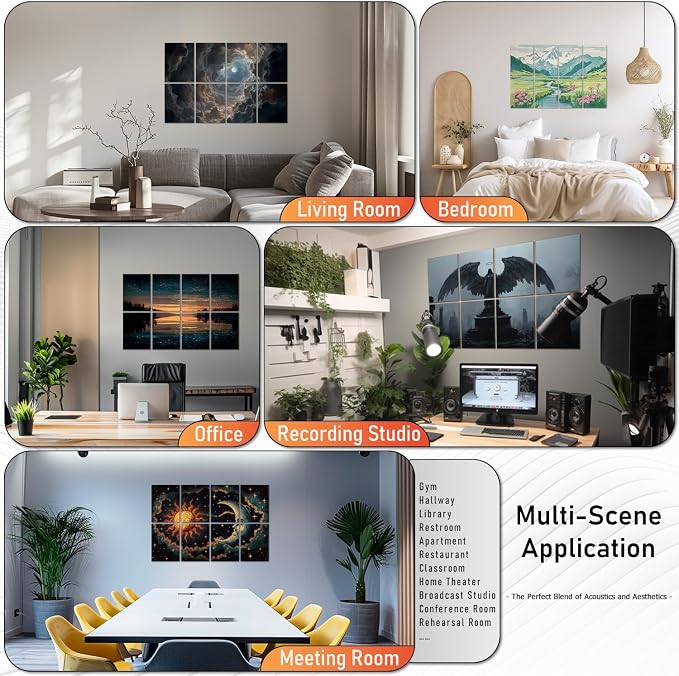 Art Acoustic Panels Tiles Decorative Room Sound Proof Foam Absorbing Panels - Image 6