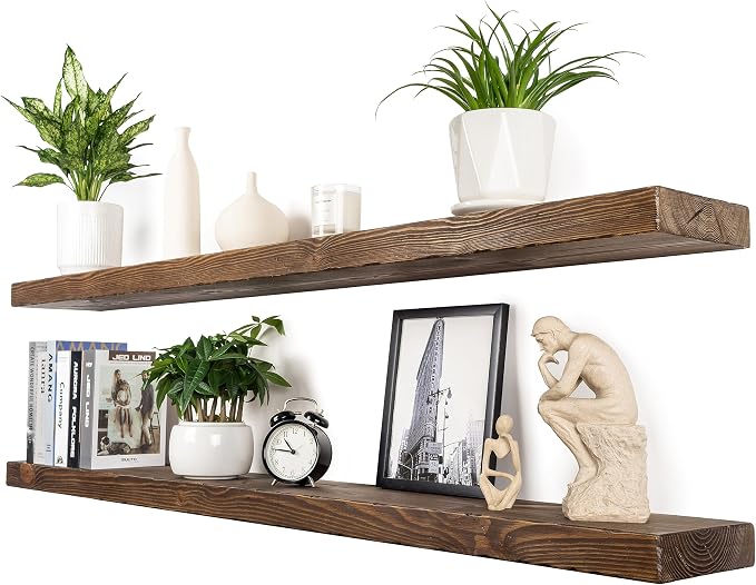 Floating Shelves 60 inch Long 8 "deep Set of 2, Heavy Duty Wood Wall Mounted by xwne