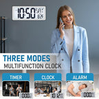TXL Atomic Clock with Backlight, 14.2" Digital Wall Clock, Battery Operated - Image 3