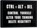 Pyradecor Black Framed Canvas Wall Art Motivational CTRL+ALT+DEL Classroom by Pyradecor