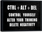 Pyradecor Black Framed Canvas Wall Art Motivational CTRL+ALT+DEL Classroom by Pyradecor
