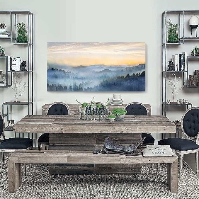 Wall Decor for Living Room Sunrise Misty Forest Print Picture Paintings Wall - Image 7