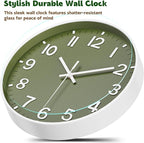 Silent Wall Clock Non-Ticking Battery Operated – Modern Olive Green Analog Wall - Image 6