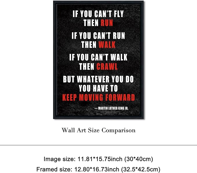 Pyradecor Black Framed Canvas Wall Art Keep Moving Forward Motivational - Image 7