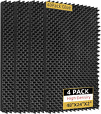 4 Pack Sound Proof Foam Panels |48"×24"×2" Egg Crate Foam Pad | High Density by Temgcuam