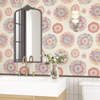 Boho Wallpaper Peel and Stick, Vintage Circle Floral Contact Paper, Abstact - Image 8