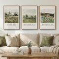 Framed Vintage Christian Wall Art Set of 3, Rustic Wildflower Landscape Bible by Cuspin