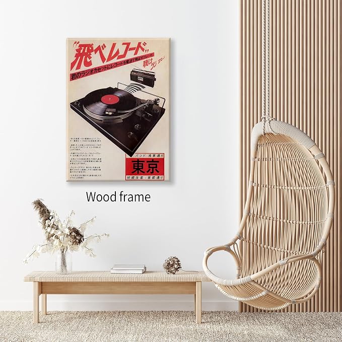 Podafu Japanese Retro Music Poster Framed Canvas Wall Art Vintage Asian Decor - Image 3