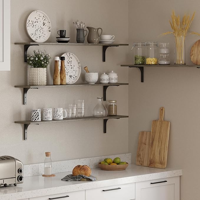 DINZI LVJ Long Wall Shelves, 47.3Inch Wall Mounted Shelves Set of 2, Extra - Image 7