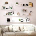 White Floating Shelves for Wall Decor, Long Wall Mounted Storage Shelf for - Image 5