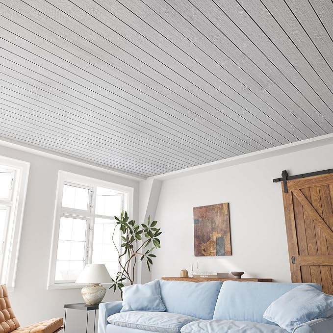 VEELIKE Light Grey Wood Wall Panels Peel and Stick Wood Slat Wall Panel - Image 5