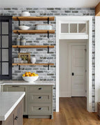 Guvana 17.3"×197" Brick Peel and Stick Wallpaper Grey Brick Contact Paper Self - Image 2