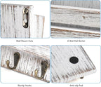 Mail Organizer Wall Mount with 4 Key Hooks, Rustic Wooden Hanging Mail Sorter - Image 3
