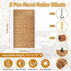 DoubleFill 2 Pcs Bamboo Shades Outdoor Reed Roll Up Blinds 36" W x 72" H - Image 2