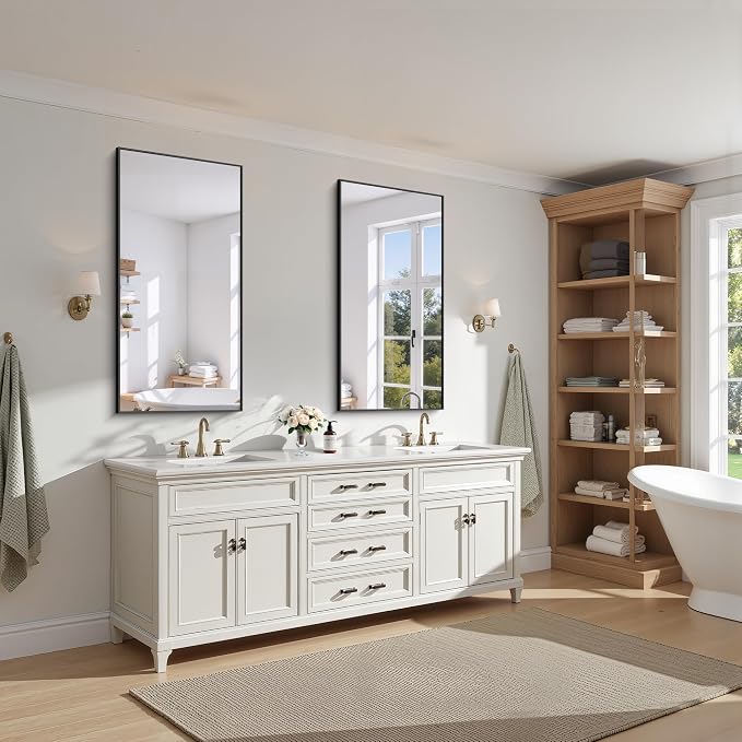 KOCUUY Black Bathroom Mirror, 24x48 Inch Rectangle Mirror - Image 3