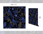 FLFK Black and Dark Blue Peacock Wallpaper, Peel and Stick Wall Mural - Image 2