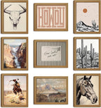 Western Desert Cowboy Posters Wall Art Set of 9, Boho Western Ranch Canvas Wall by Unknown