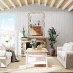 35x24 Inch Wavy Wooden Frame Mirror - Image 3