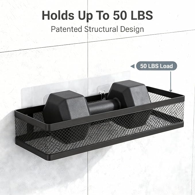 PUSDON 16.5-Inch Extra Long Slim Mesh Shower Caddy, Wall Mounted Bathroom - Image 5