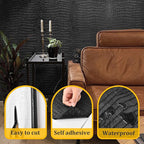 Fititem Black Peel and Stick Wallpaper 118inL 17.3inW Modern Black Crocodile - Image 2