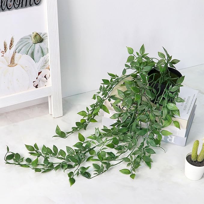 Artificial Hanging Plants Fake Small Potted Plants Faux Mandala Vines Plastic - Image 5