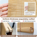 No Tool No Drill Bamboo Blinds for Interior Windows, Bamboo Shades for Indoor - Image 4