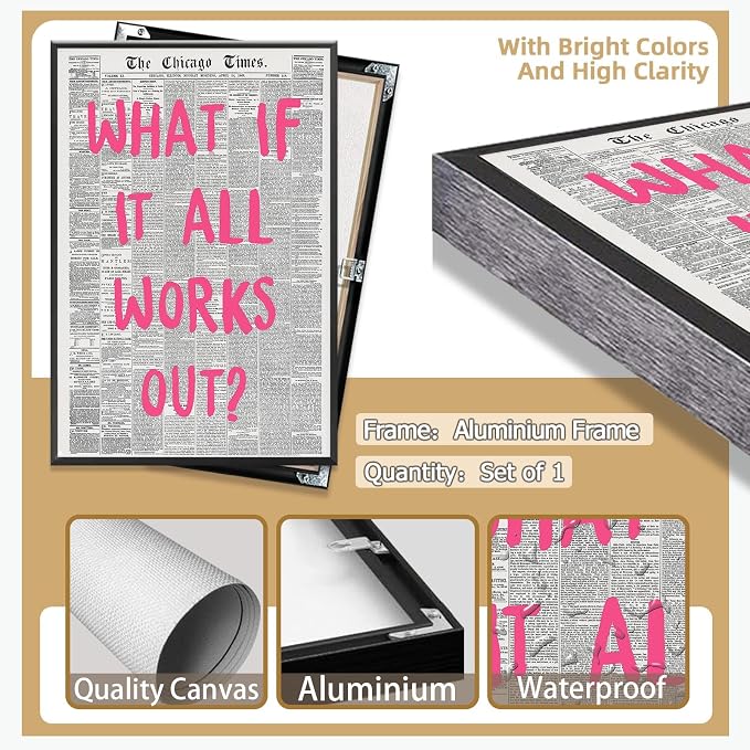 Liyark Retro Trendy Newspaper Canvas Wall Art - Image 2