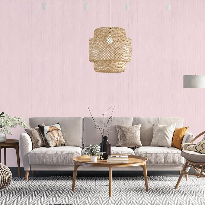 Pink Grasscloth Peel and Stick Wallpaper Textured Self-Adhesive Contact Paper A - Image 6