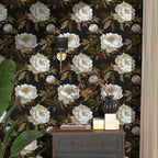 Laatse Peony Floral Wallpaper Peel and Stick Gold Leaf Contact Paper Modern - Image 3