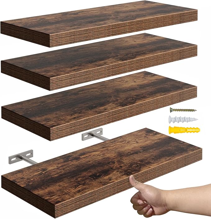 YUFLINX 16’’Rustic Brown Floating Shelves by Unknown