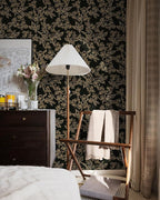 Ismoon Floral Peel and Stick Wallpaper Vintage Black and Gold Contact Paper - Image 8
