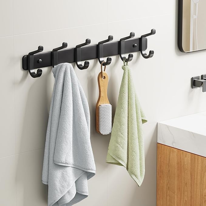 pickpiff Coat Rack Wall Mounted Heavy-Duty: Metal Coat Hanger 6 Hooks - Image 3