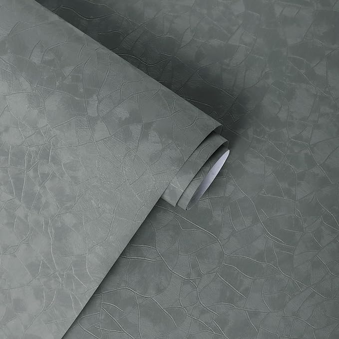 Yasinet Peel and Stick Wallpaper Removable Wallpaper Modern Grey-Green Embossed - Image 9