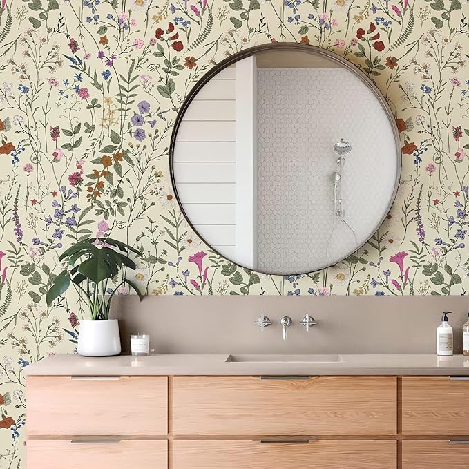 JiffDiff Floral Wallpaper Peel and Stick- 1181" x 17.3" Farm Floral Wall Paper - Image 6
