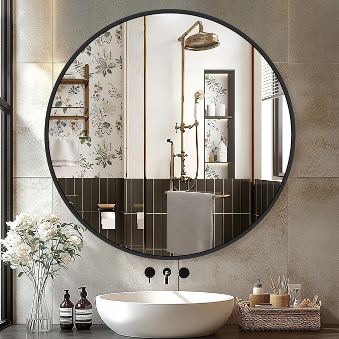Black Bathroom Mirrors for Wall by Delma