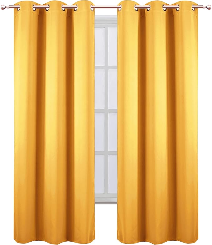 LEMOMO Yellow Thermal Blackout Curtains/42 x 95 Inch/Set of 2 Panels Room - Image 2