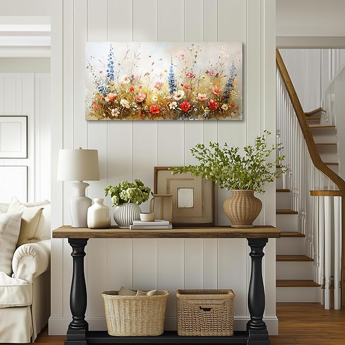SERIMINO Spring Wildflower Wall Art, Nature Botanical Floral Large Artwork - Image 2