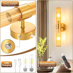 Morauroral Gold Battery Operated Wall Sconces Set of 2, Rechargeable Wall Lights - Image 7