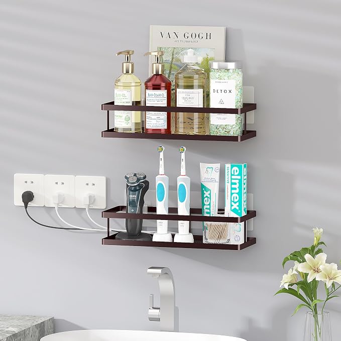 PUSDON 2-Pack Minimalist Shower Caddy Wall Mount, Open Frame Bathroom Shelf - Image 8