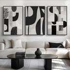 Large Framed Black and White Abstract Wall Art by Cuspin