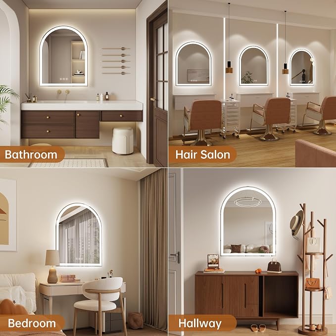 Arched LED Mirror for Bathroom 24"x30"- Frameless Lighted Bathroom Mirror - Image 7