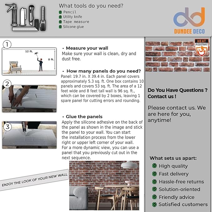 Dundee Deco 3D Wall Panels Faux Brick - Image 3