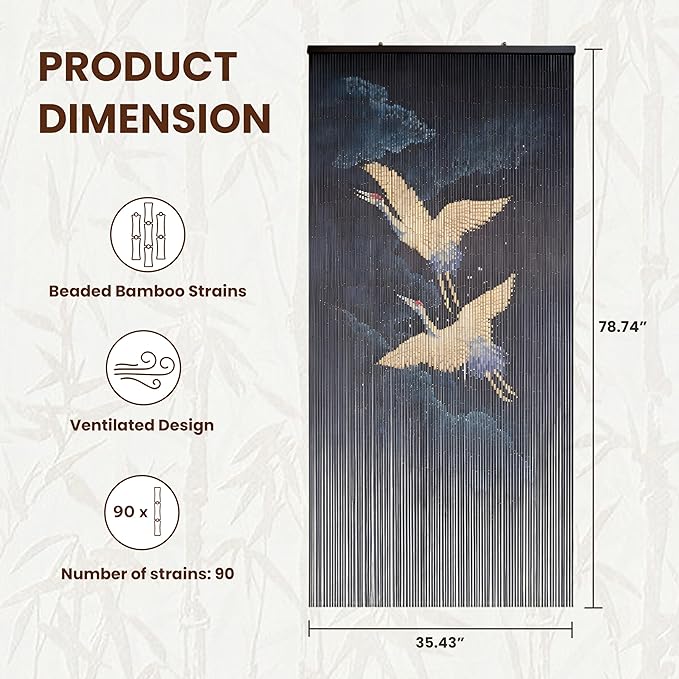 Vietbud Décor Flying Cranes at Night Beaded Curtains - Image 2