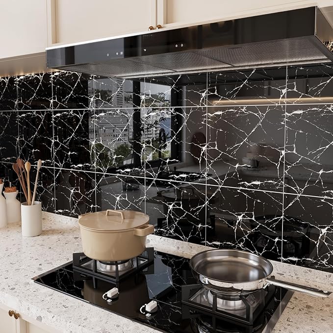 10pcs Peel and Stick Tile Shower Waterproof Marble Tiles Wall Panels, - Image 2