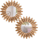 Honiway Boho Wall Decor Mirror 2 Pack Rustic Wood Mirror 12 inch Boho Mirror by Honiway