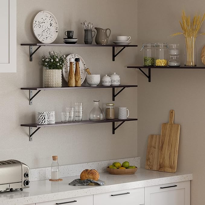 DINZI LVJ Long Wall Shelves, 47.3Inch Wall Mounted Shelves Set of 2, Extra - Image 6