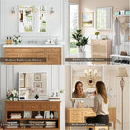 Syndra Square White Wood Frame Bathroom Mirror, Waterproof Slim Deep Frame - Image 5