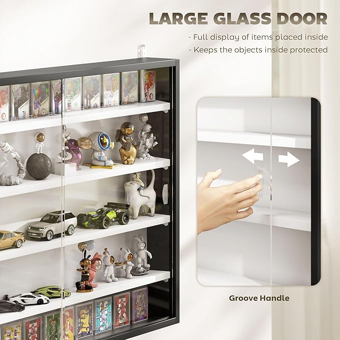HOMCOM 5-Tier Display Cabinet, Glass Door Cabinet - Image 5