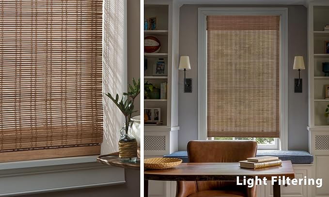 LazBlinds No Tools No Drill Cordless Bamboo Roman Shades, Custom Light - Image 5